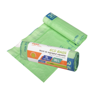 Worki do segregacji odpadów z taśmą ECO BAGS 35L zielone 15 sztuk RAVI